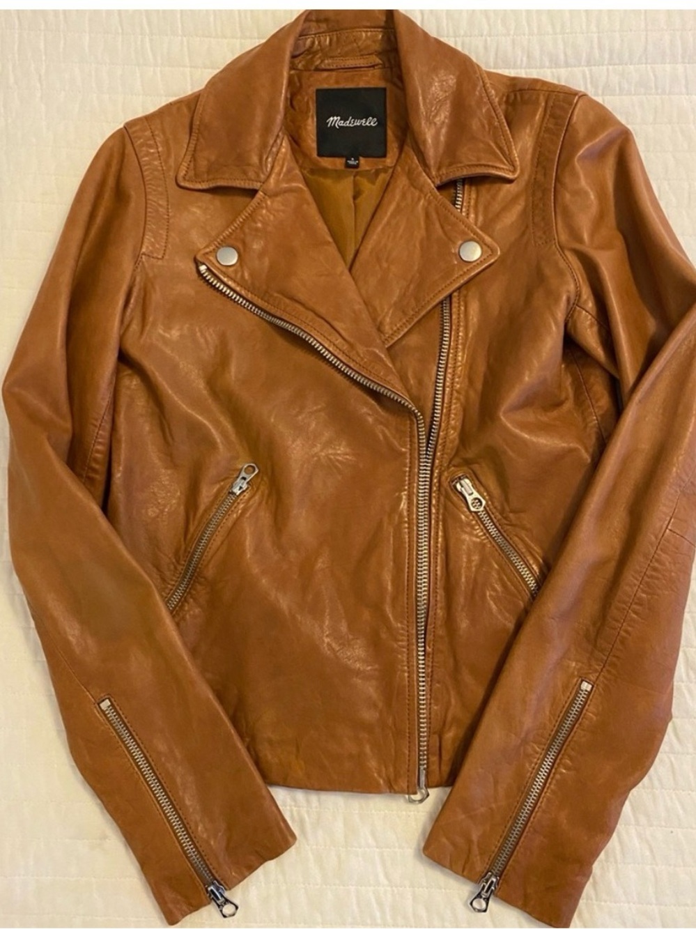 Madewell Cognac (Dried Cedar) Brown Leather Moto Jacket
